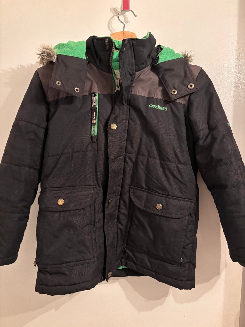 Osh Kosh B'gosh Black and neon green winter parka